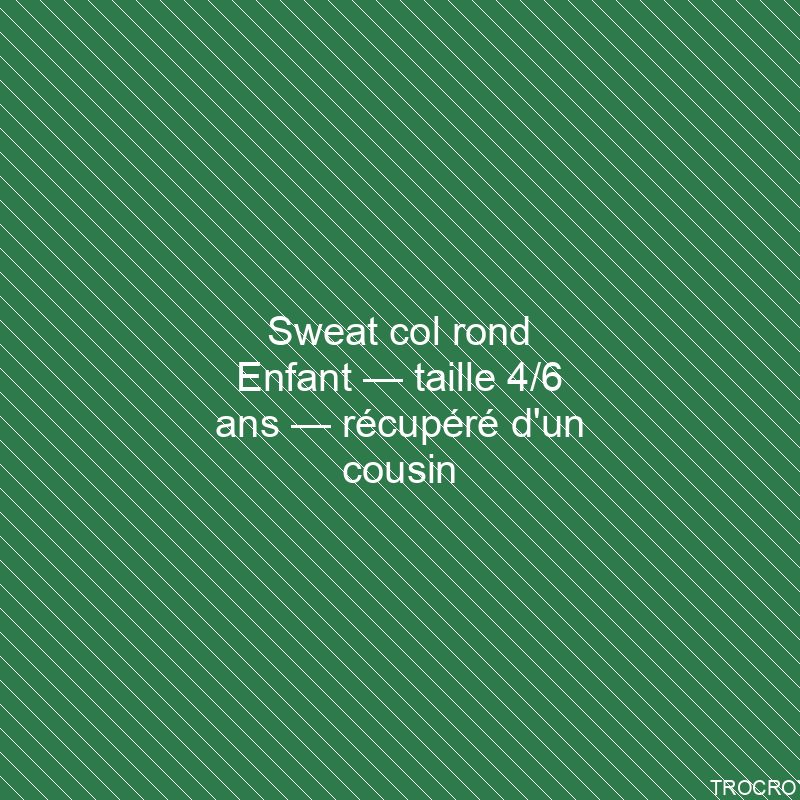 Sweat col rond Enfant — taille 4/6 ans — récupéré d'un cousin