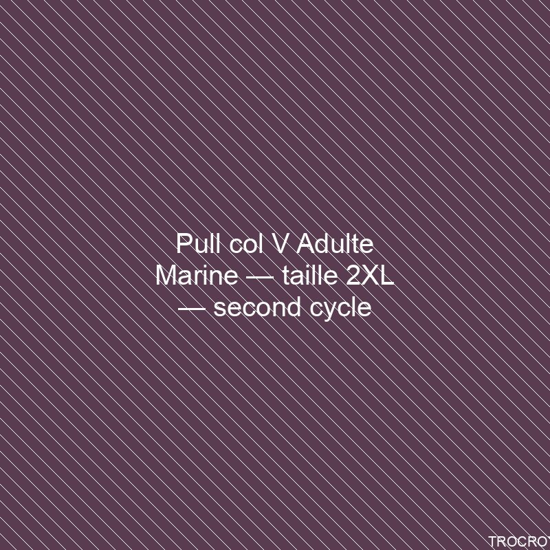 Pull col V Adulte Marine — taille 2XL — second cycle
