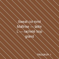 Sweat col rond Maîtrise — taille L — racheté trop grand