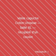 Veste capuche Coton Unisexe — taille XL — récupéré d'un cousin