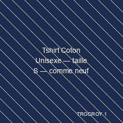 Tshirt Coton Unisexe — taille S — comme neuf